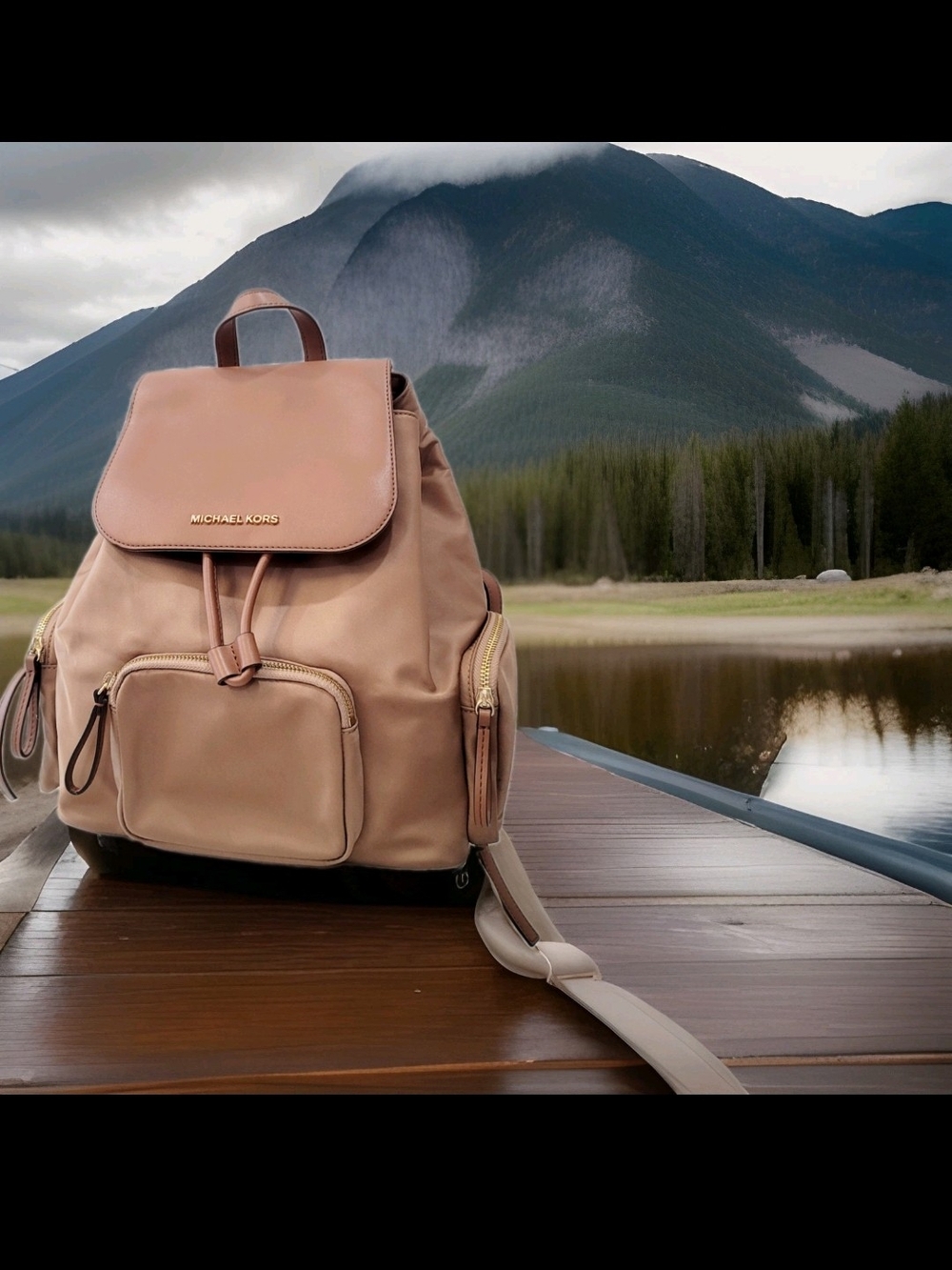 Michael Kors Tan Leather/Nylon Backpack
